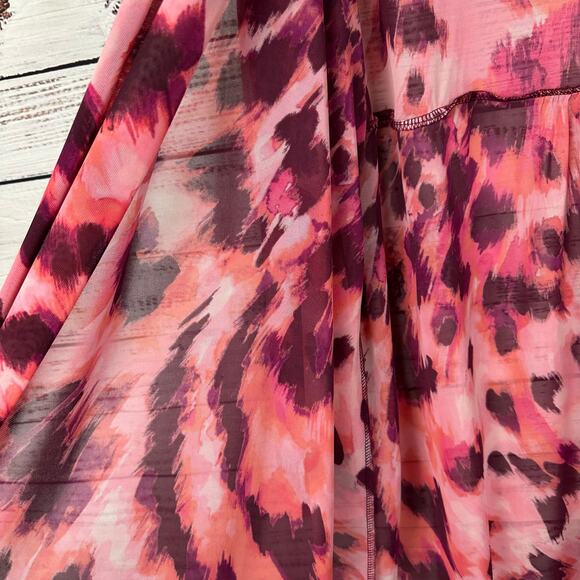 Womens Susan Graver Pink Animal Printed Mesh Open Front Cardigan Lightweight 2X - Picture 5 of 8